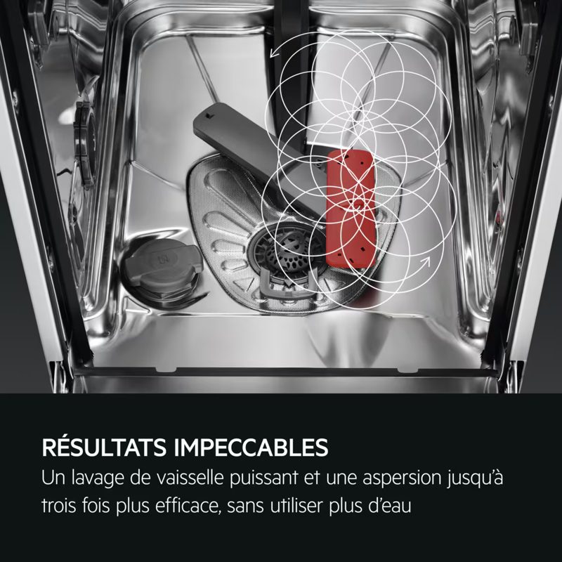 Intérieur de lave-vaisselle avec bras d’aspersion