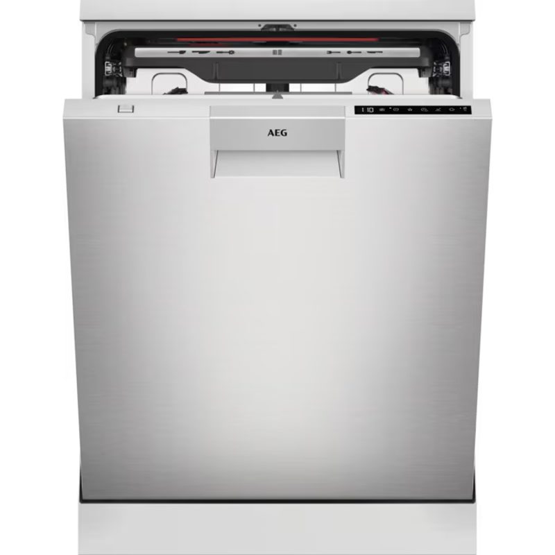 Lave-vaisselle encastrable AEG en inox ouvert