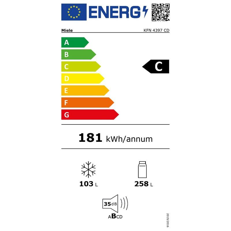 Étiquette énergie UE réfrigérateur Miele classe C