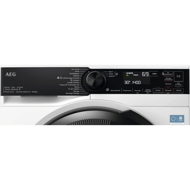 aeg lwr73a106v lave linge séchant 10/6 kg avec technologie prosteam®