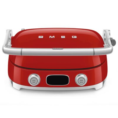 smeg mgf01rdeu gril multifonction avec plaques interchangeables rouge