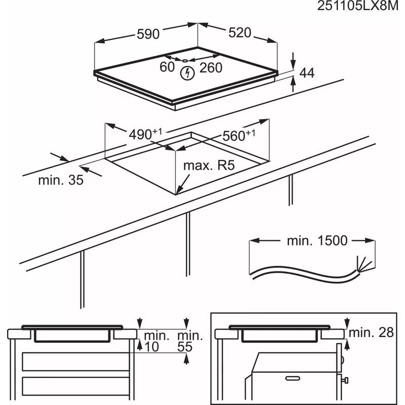 electrolux miv63346ck plaque de cuisson induction 60 cm avec zone flexible bridge