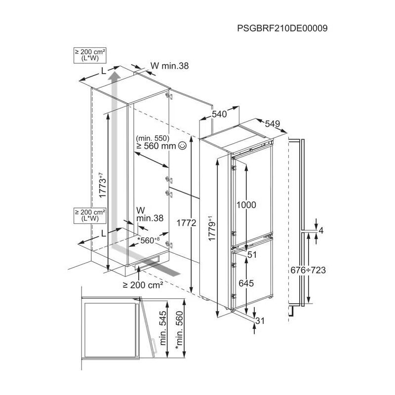 aeg 8000 tc8ms18fds réfrigérateur congélateur encastrable 178 cm greenzone+ no frost classe d