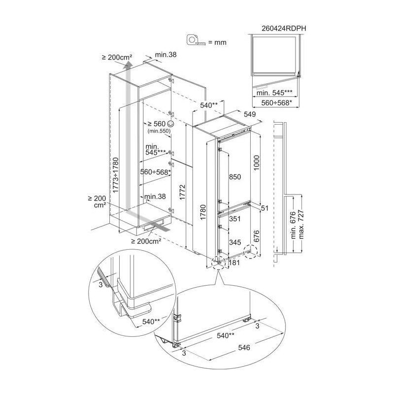 aeg 8000 tc8ms18fds réfrigérateur congélateur encastrable 178 cm greenzone+ no frost classe d