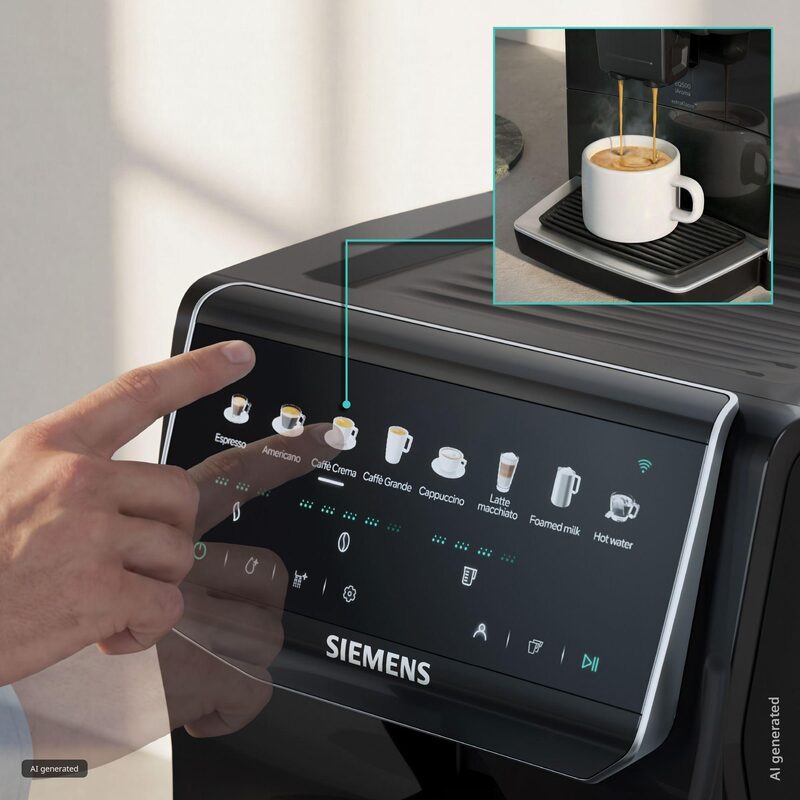 siemens tp555ef5 machine à café tout automatique eq500 iaroma noir lustré iaroma system & quickcup
