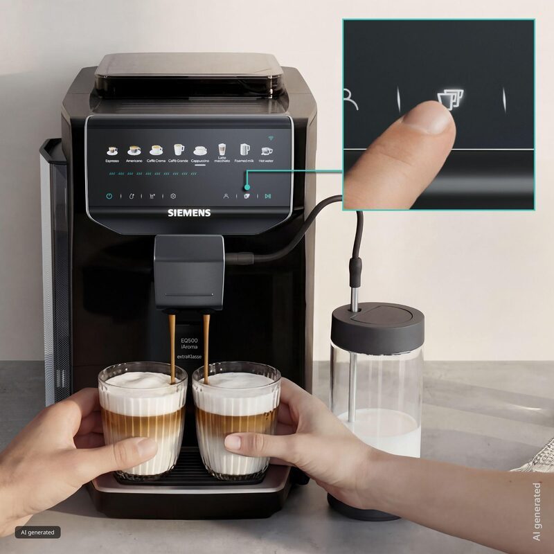 siemens tp555ef5 machine à café tout automatique eq500 iaroma noir lustré iaroma system & quickcup