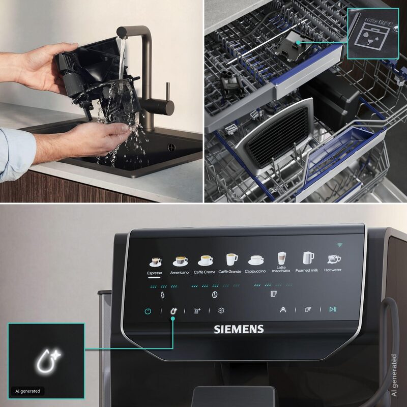 siemens tp555ef5 machine à café tout automatique eq500 iaroma noir lustré iaroma system & quickcup