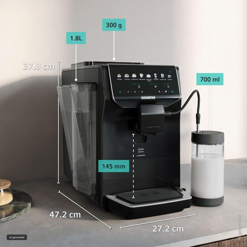 siemens tp555ef5 machine à café tout automatique eq500 iaroma noir lustré iaroma system & quickcup