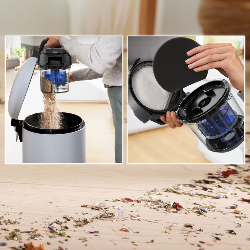 bosch exclusiv bks05mwht aspirateur sans sac blanc 1,5l compact et puissant