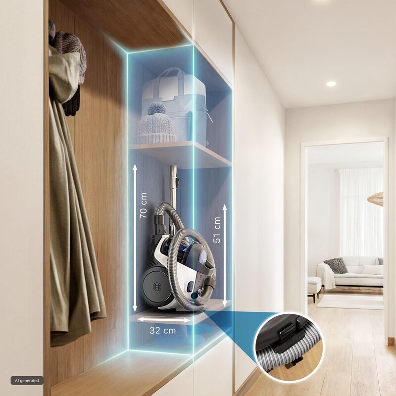 bosch exclusiv bks05mwht aspirateur sans sac blanc 1,5l compact et puissant