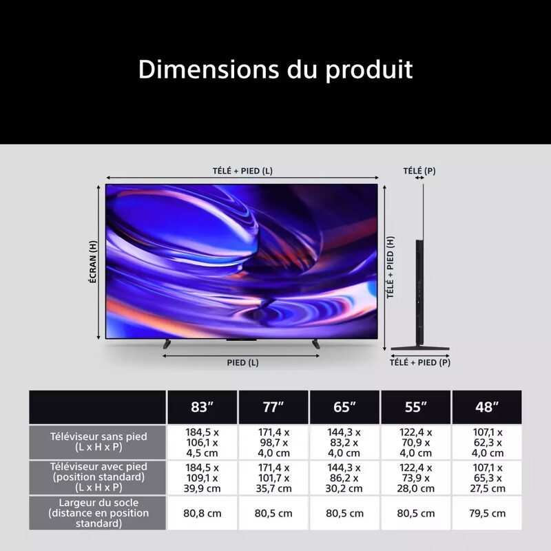 sony k83a65pb oled 4k google tv 83" noir oled absolu et dolby atmos