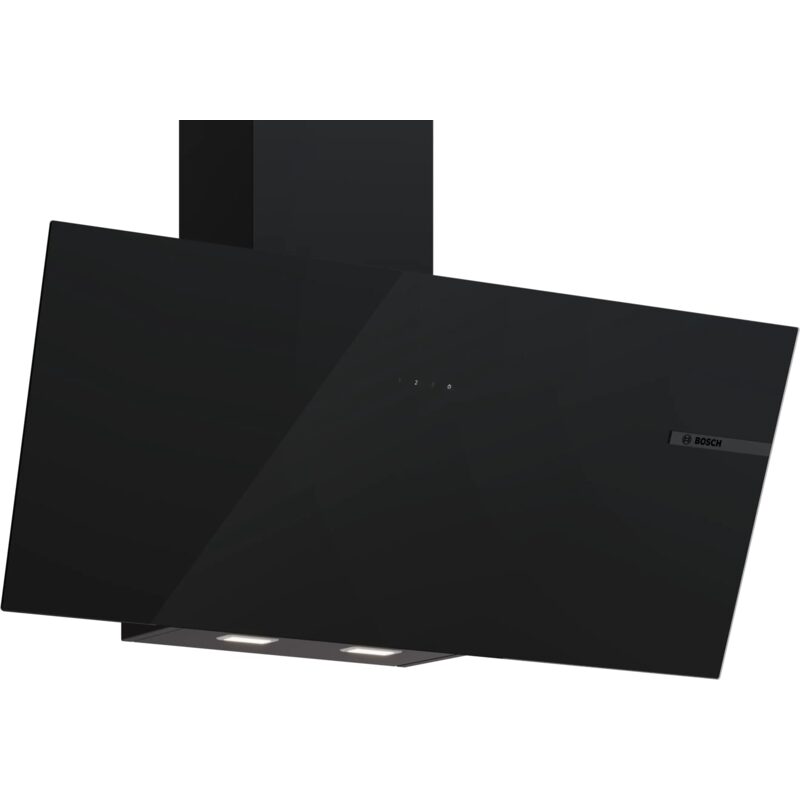 hotte murale inclinée bosch dwk95df61 série 4 90 cm verre noir directselect