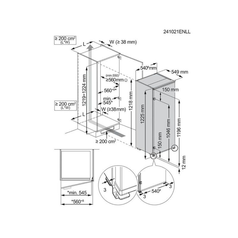 aeg nsk7a121es réfrigérateur 1 porte encastrable 209l blanc